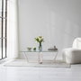 Hanah Home Amalfi Mesa de Centro Blanca con Cristal Templado